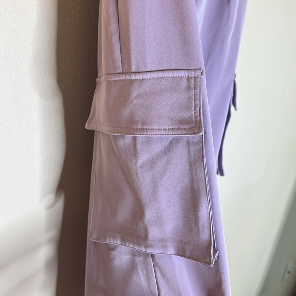 Papermoon Wide Leg Cargo Pants Lavender Side Pockets Womens Size Large - Picture 3 of 13